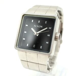 Nixon The Quatro Square Watch 36mm Black Geometric Stainless Steel w New Battery